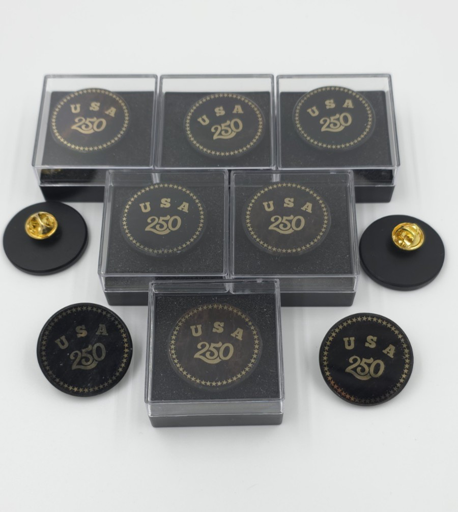 USA 250th Anniversary Obsidian Stone Pin Set OF 5 Badge 1.2″Limited Edition