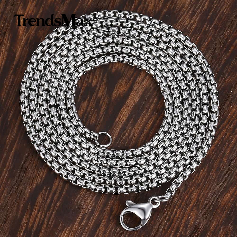 2MM 22INCH Silver Stainless Steel Round Box Chain Necklace for Unisex Wholesale