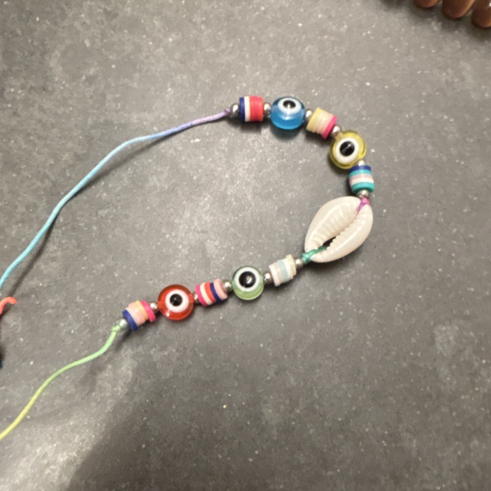Multicolor Cord Beaded Bracelet Cowrie Shell Evil Eye Adjustable Tie Beach