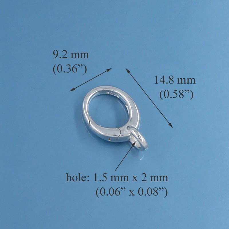 Sterling Silver Triggerless Oval Lobster Clip On Clasp Connector 14.8mm #44107