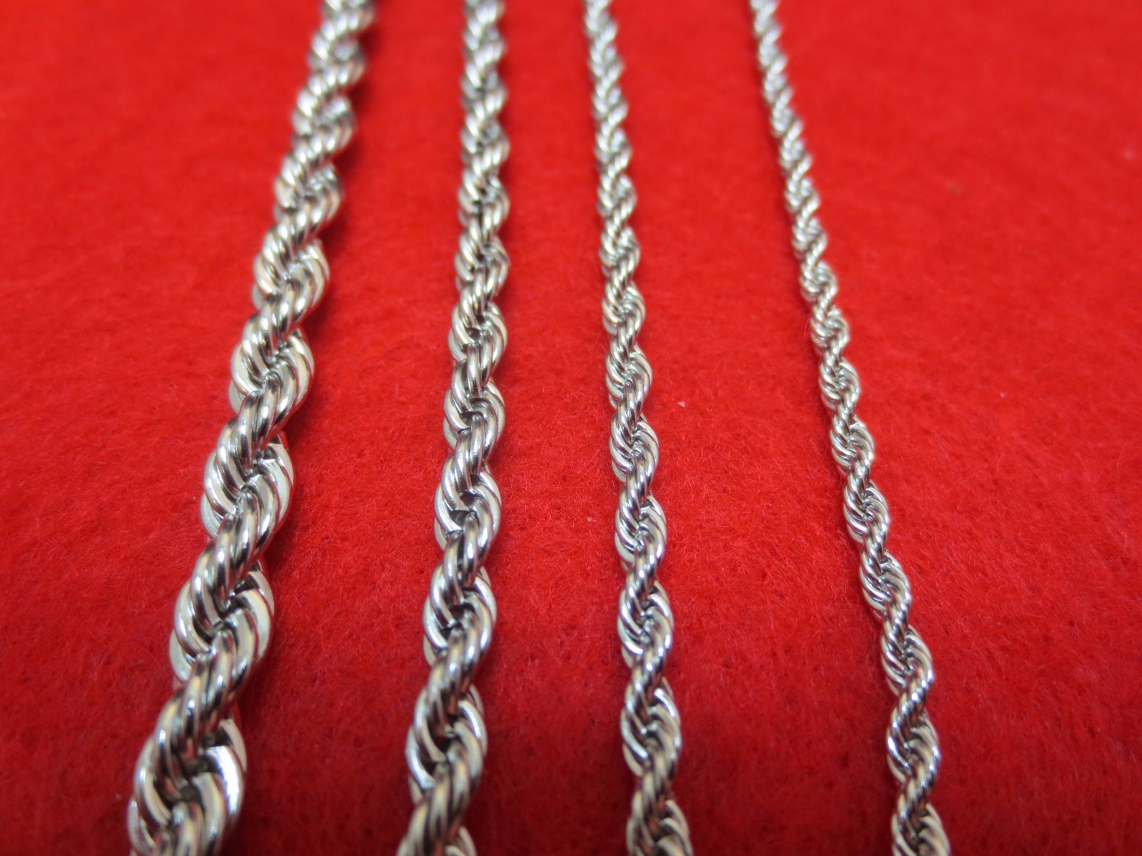 16″-30″ 2.5/3/4/5mm SILVER OR GOLD STAINLESS STEEL ROPE CHAIN USA SELLER