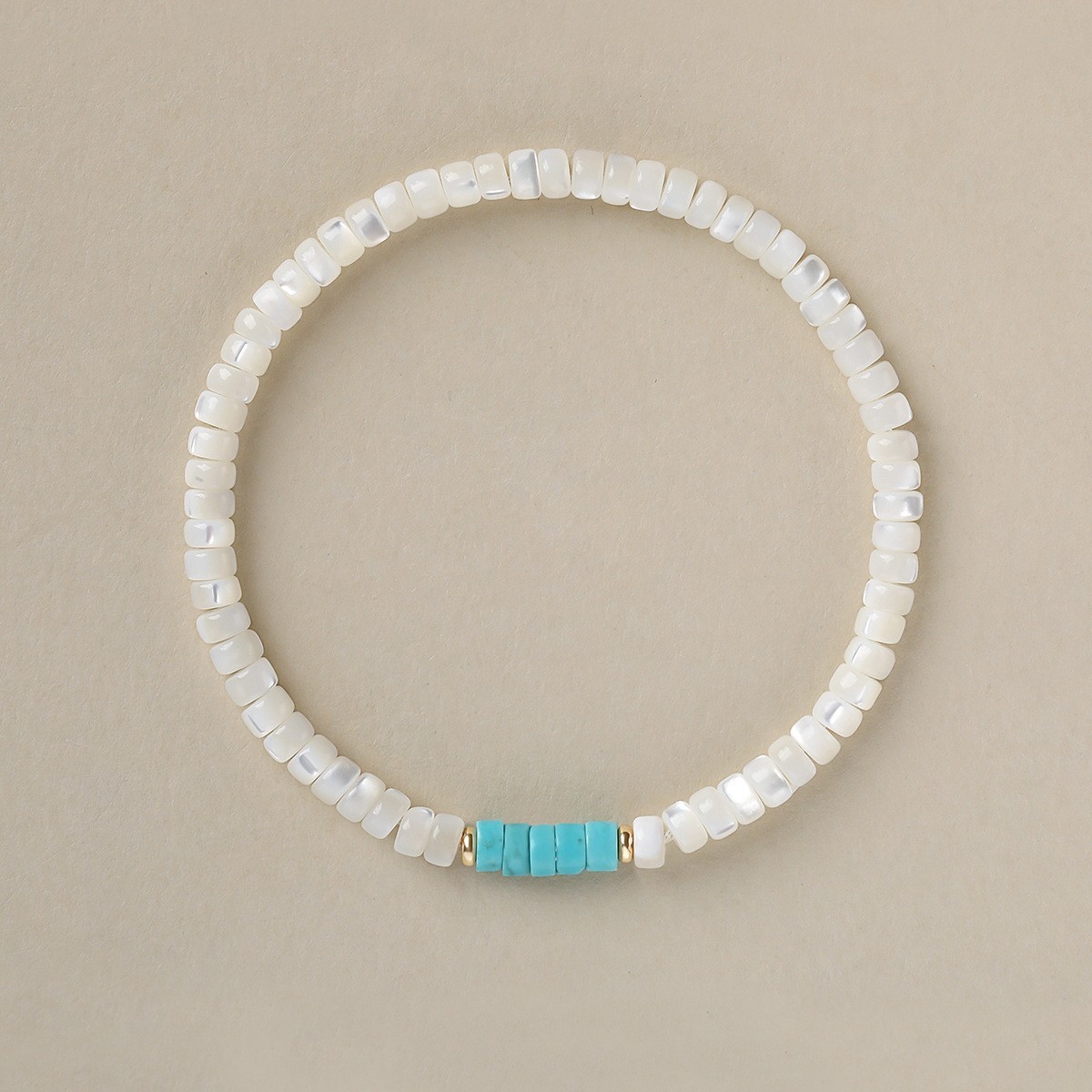 Turquoise & Mother of pearl Tube Beads Gemstone Healing Reiki Women Bracelet