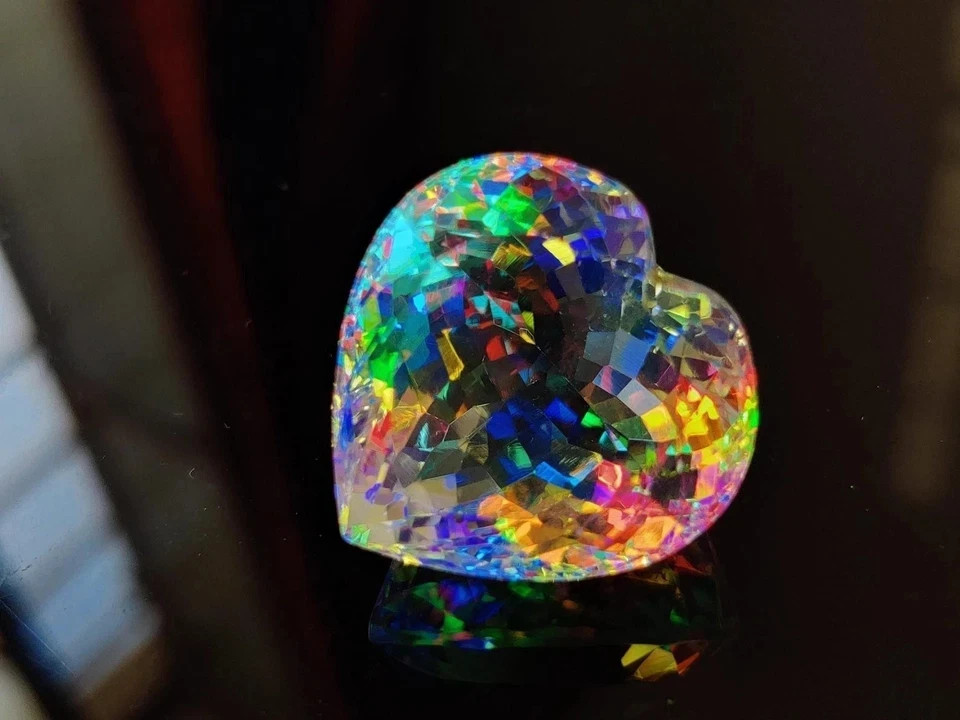 100 Ct Rainbow Mystic Topaz Heart Cut Faceted Loose Gemstone Certified