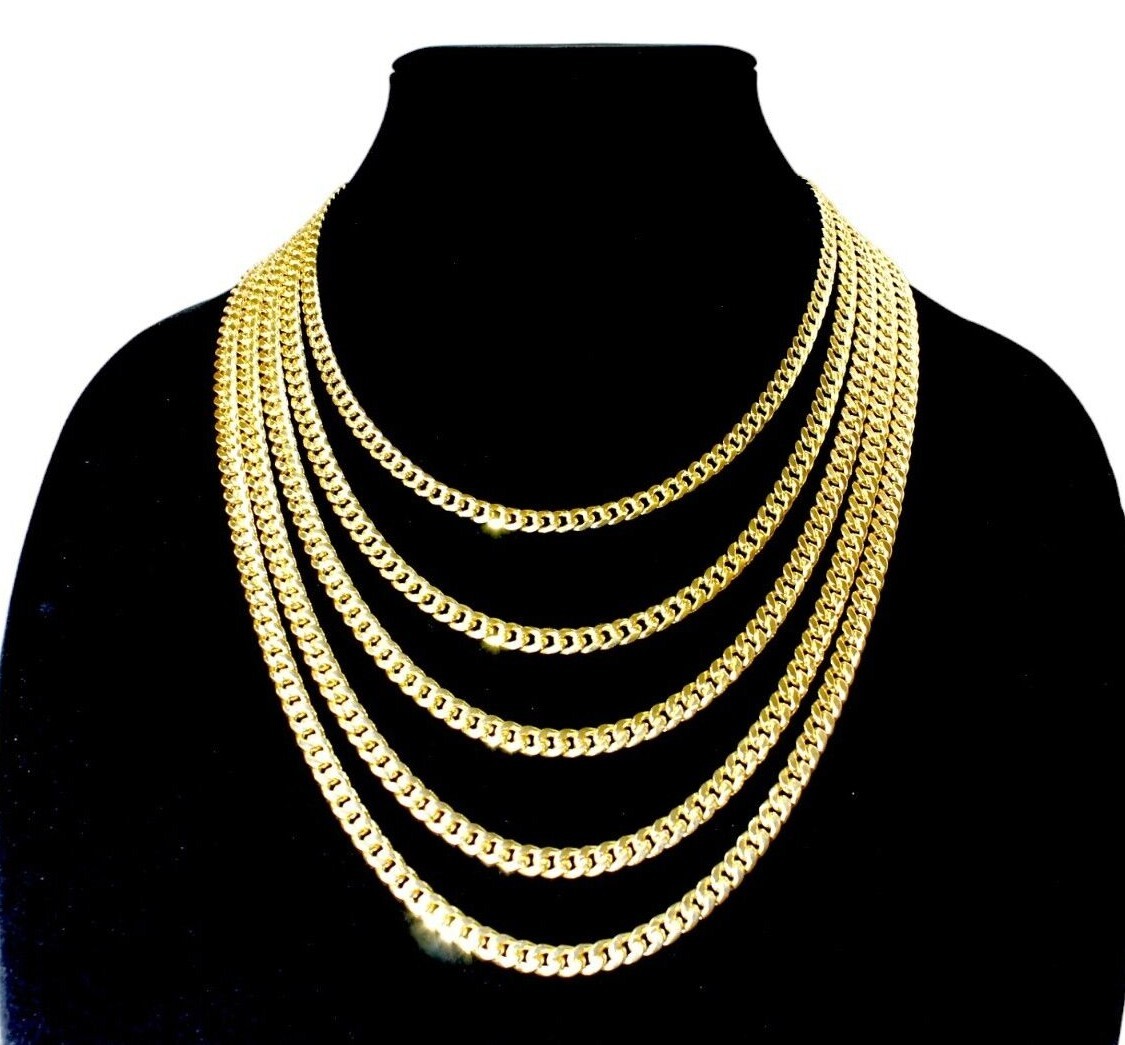 14K Yellow Gold 2mm-12mm SOLID Miami Cuban Necklace Bracelet Chain Gold 7″-30″