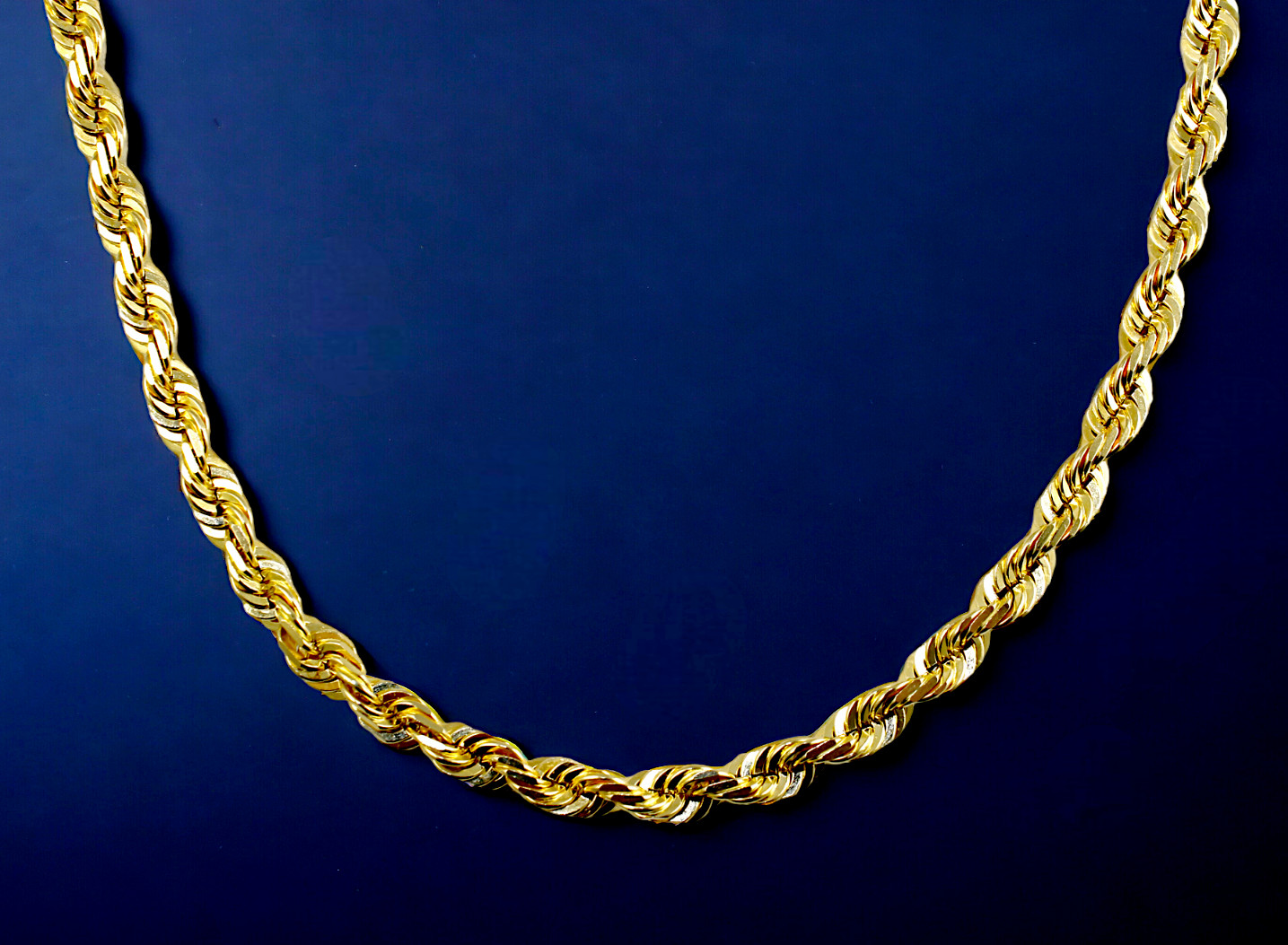 14K Yellow Gold 1mm-10mm Rope Chain Necklace Diamond Cut All Sizes Real