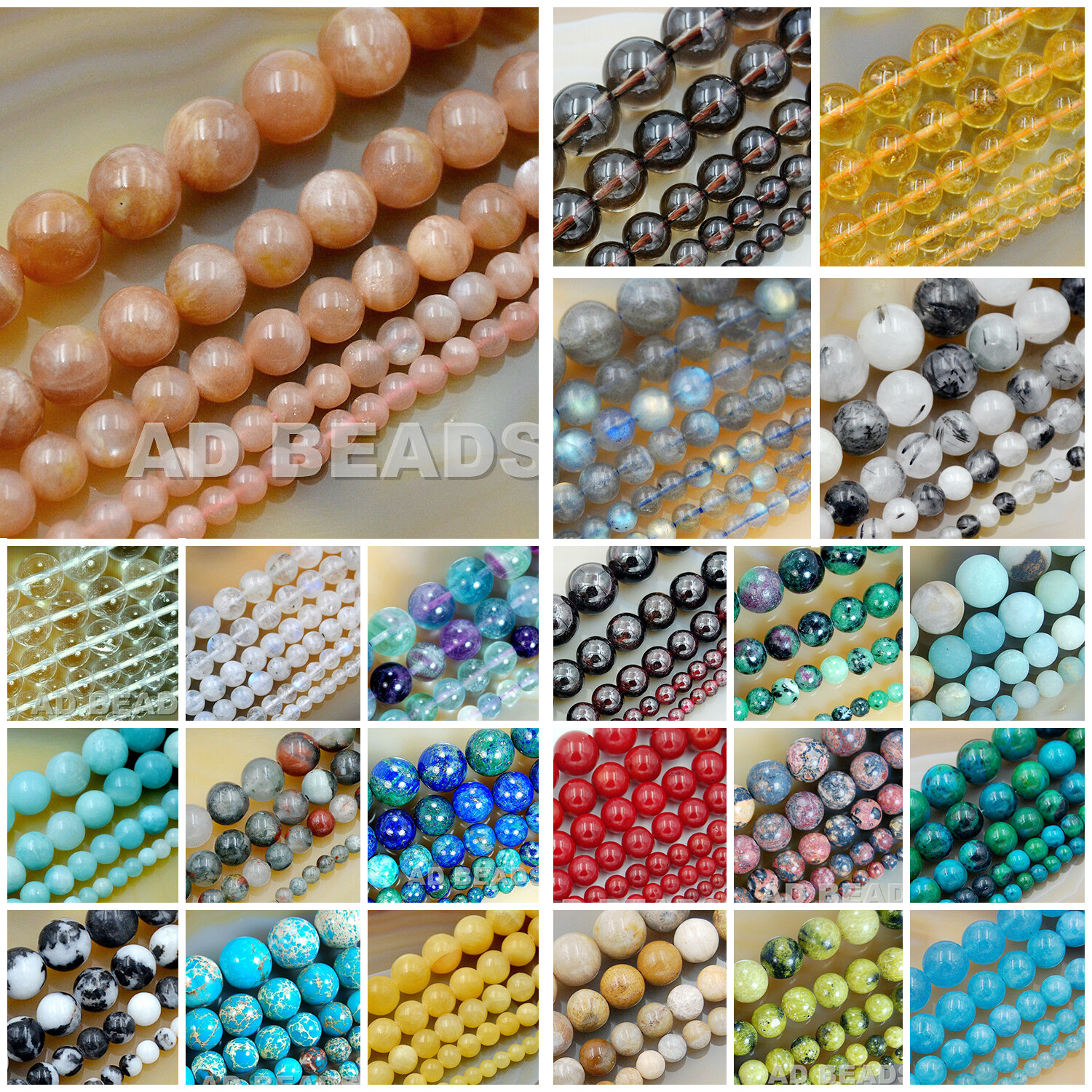 Natural Gemstone Loose Beads Smooth Round 4mm 6mm 8mm 10mm 12mm 15″ Strand