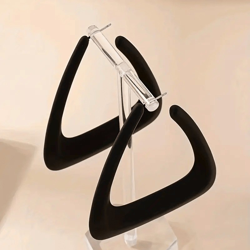 Women’s Black Geometric Irregular Ear Studs Fashion Alloy Pendant Earrings