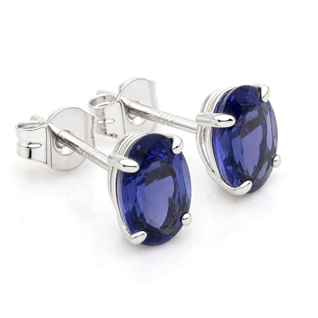 GENUINE 1.28 Cts IOLITE EARRINGS 14K WHITE GOLD – Made in USA – FREE APPRAISAL