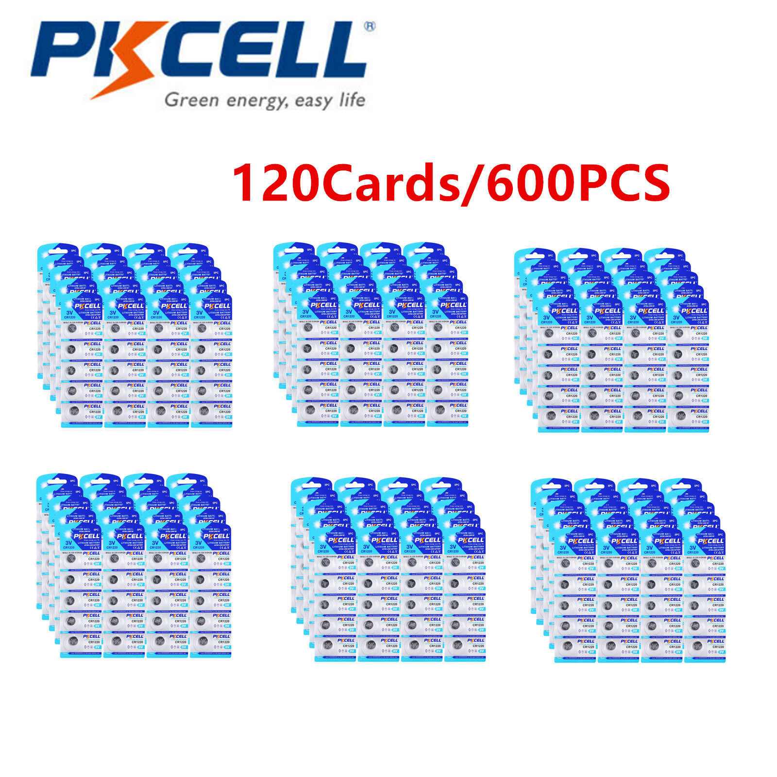 600Pcs New CR1220 3V Li-SOCl2 Batteries KCR1220 5009LC Coin Button Cell PKCELL