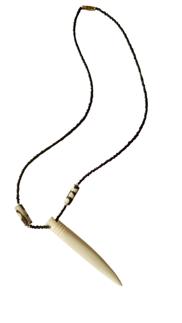 Handmade African Tribal Bone Necklace South Africa Ethnic Face Pendant Jewelry