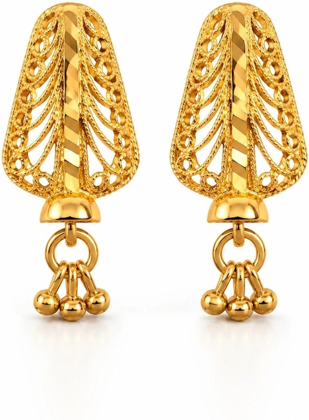 Classic South Indian Gold Leaf Design Earrings Alloy Stud Earring