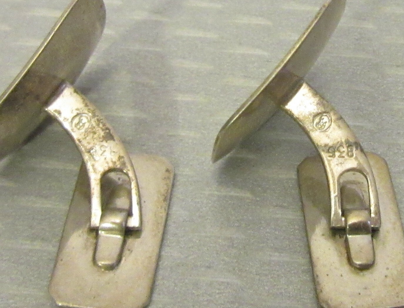 Modernist Vintage 835 Silver Cufflinks brushed satin finish European hallmarks