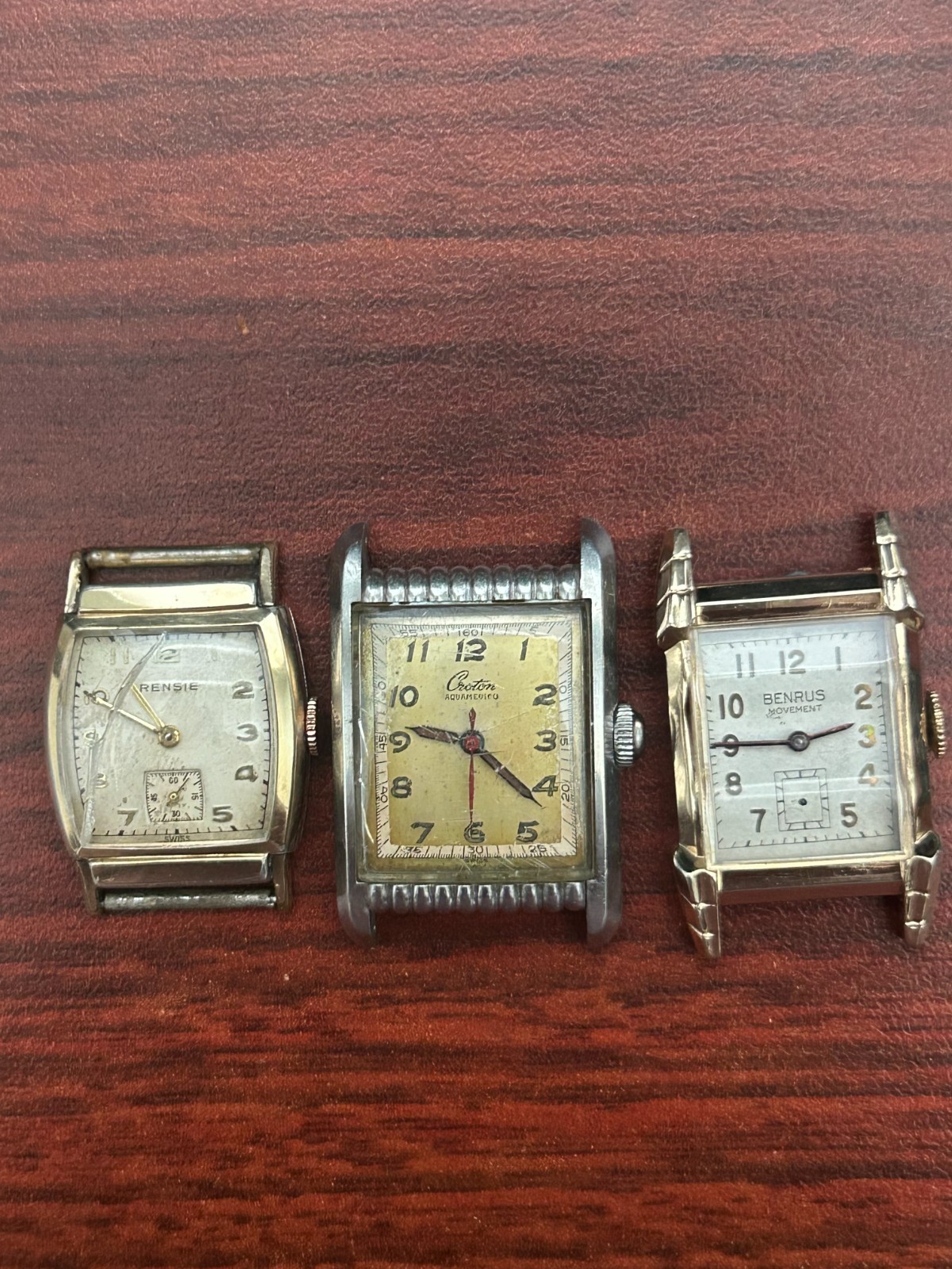 VINTAGE TANK WATCH REPAIR LOT- 8 – 14K GF Lord Elgin, Croton Aquamedico, Wyler