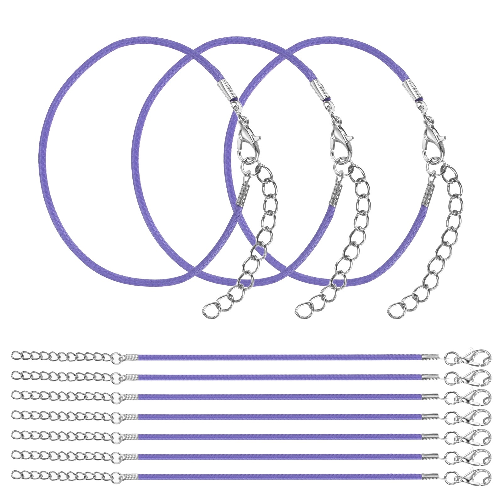 10 PCS Light Purple Bracelet Cord, 9″ 1.5mm Cord with Clasp for Bracelet