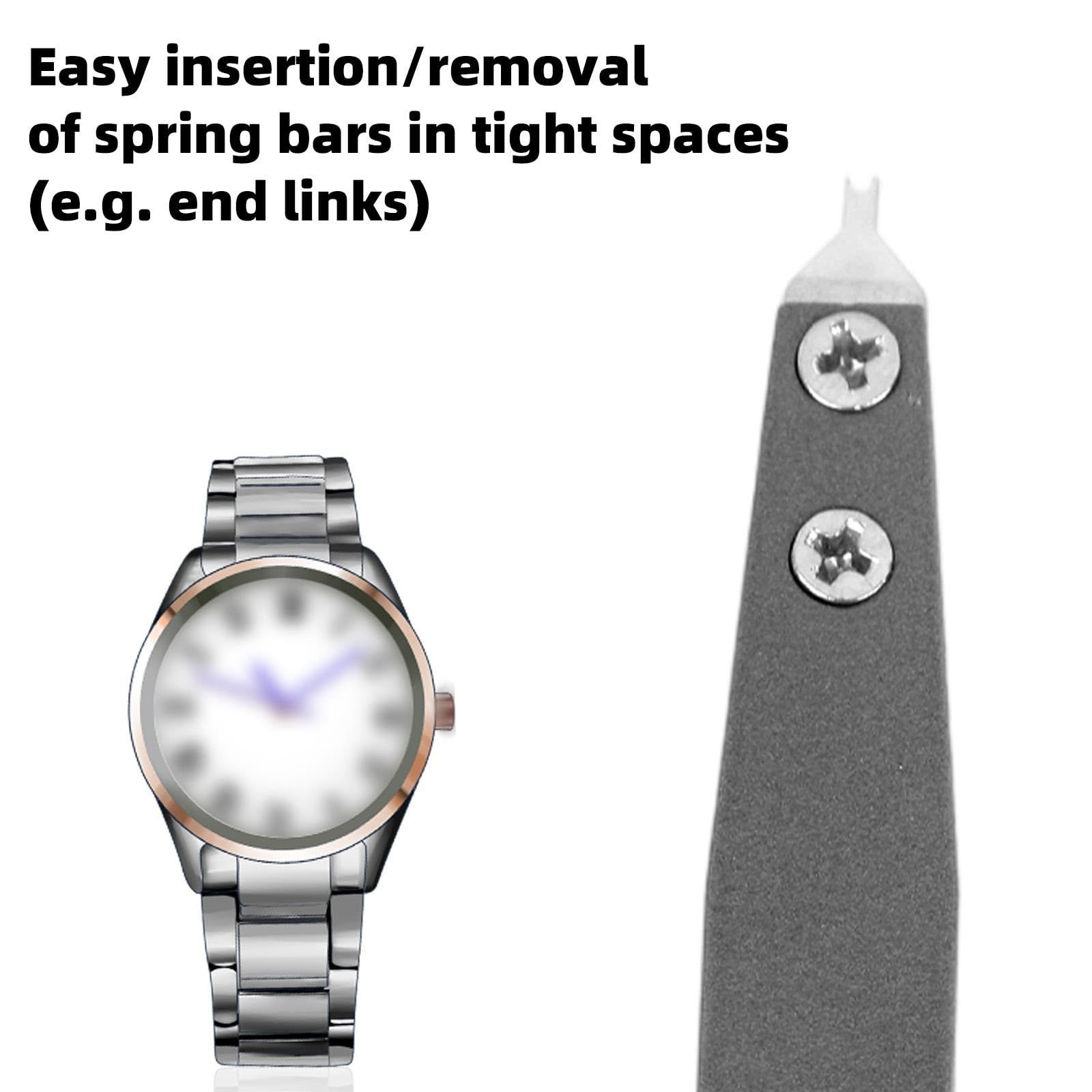 Penitue 7825 Watch Spring Bar Tweezers, Aluminum Alloy Pliers Gray