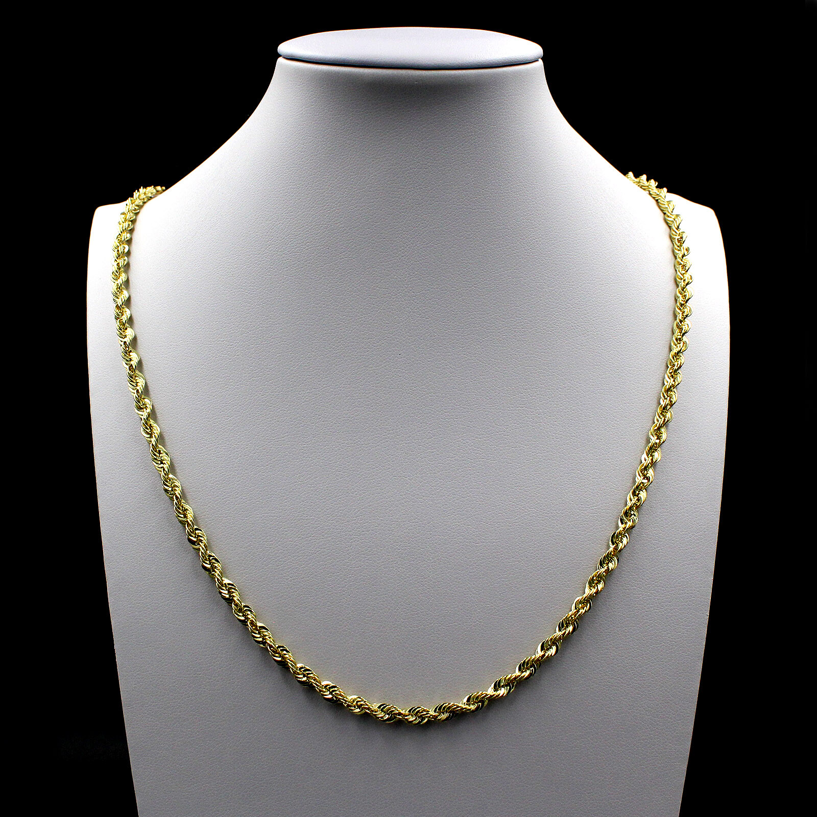 Real 10K Yellow Gold 2.5mm Diamond Cut Rope Chain Pendant Necklace 16″-30″