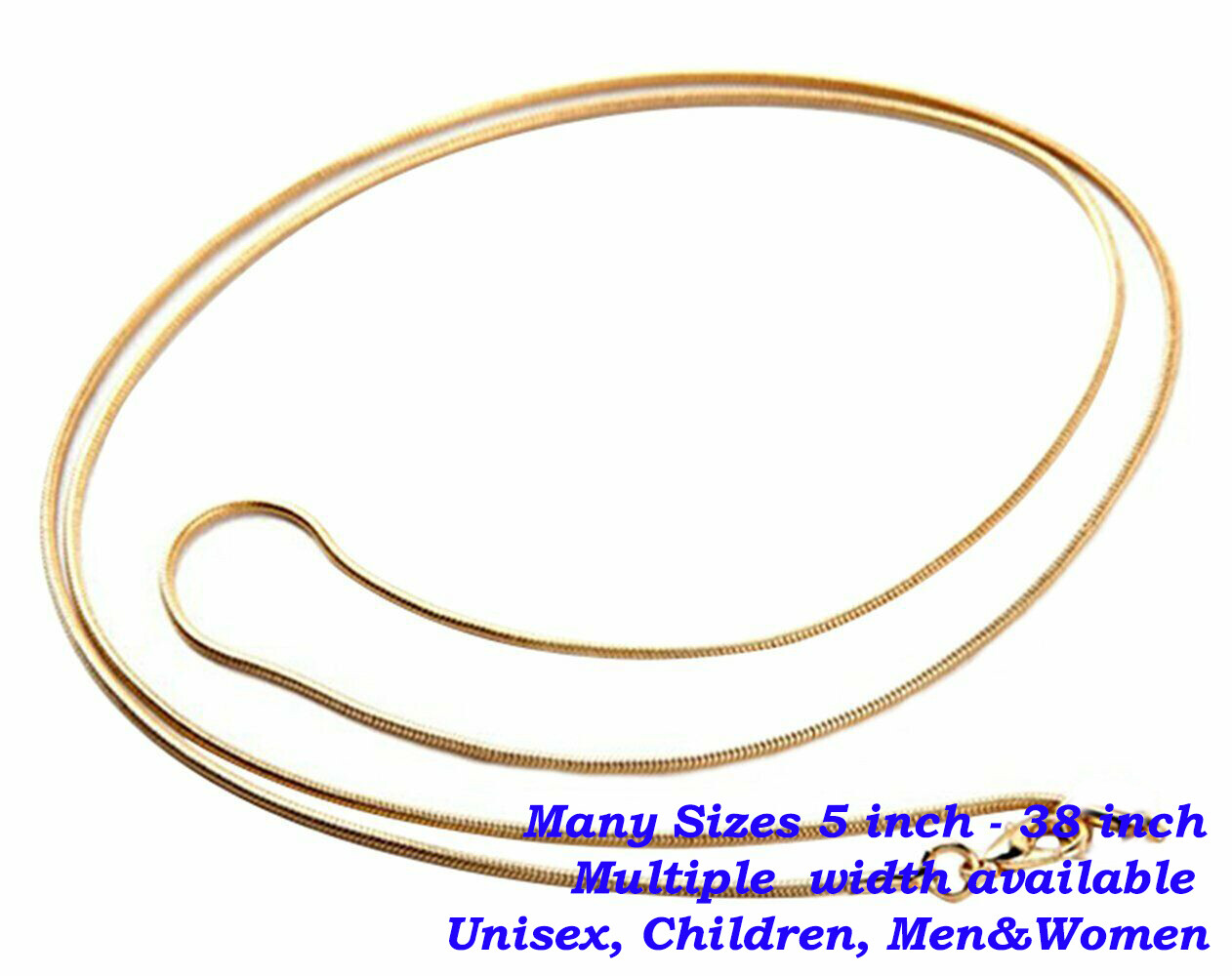 18K Gold Filled Snake Chain Necklace 16″/18″/20″/22/24/26/28/30/32/34/36/38 inch