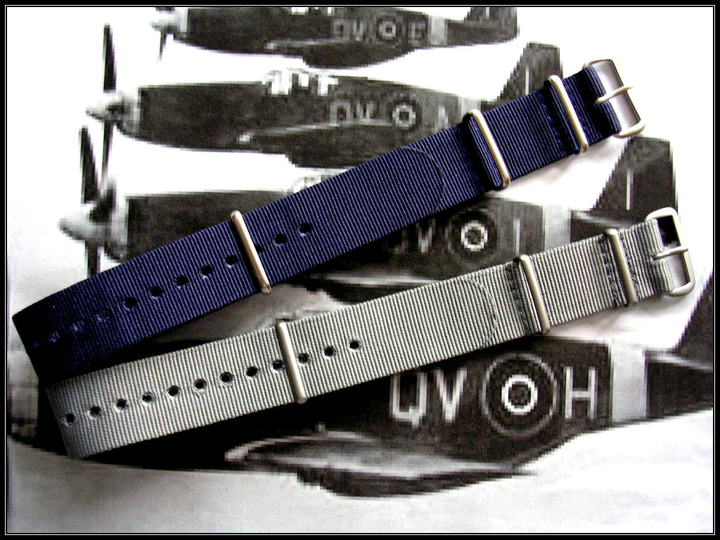 Grey 18mm NATO G10 Premium nylon Combat watch band 2 pak RAF Bonded IW SUISSE
