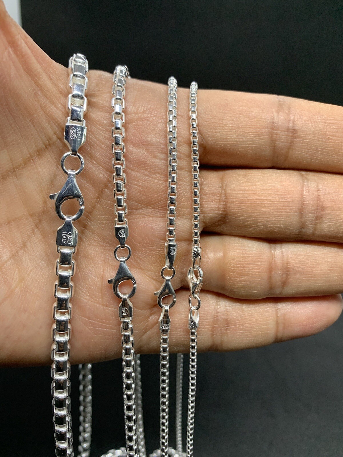 Round Box 925 Sterling Silver Solid Chain Necklace 2mm-5mm avialable in 16″-30″
