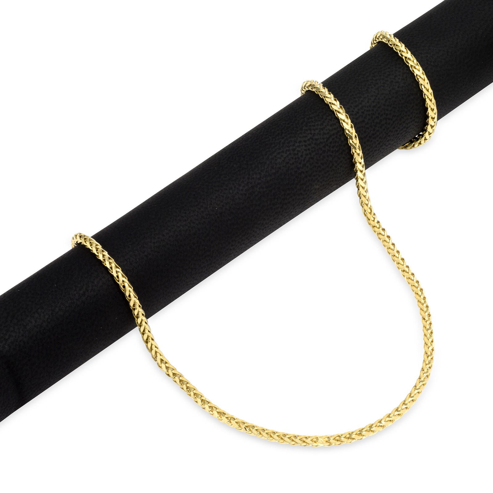 10K Yellow Gold 2.5mm Palm Wheat Foxtail Franco Round Spiga Chain Necklace 18″