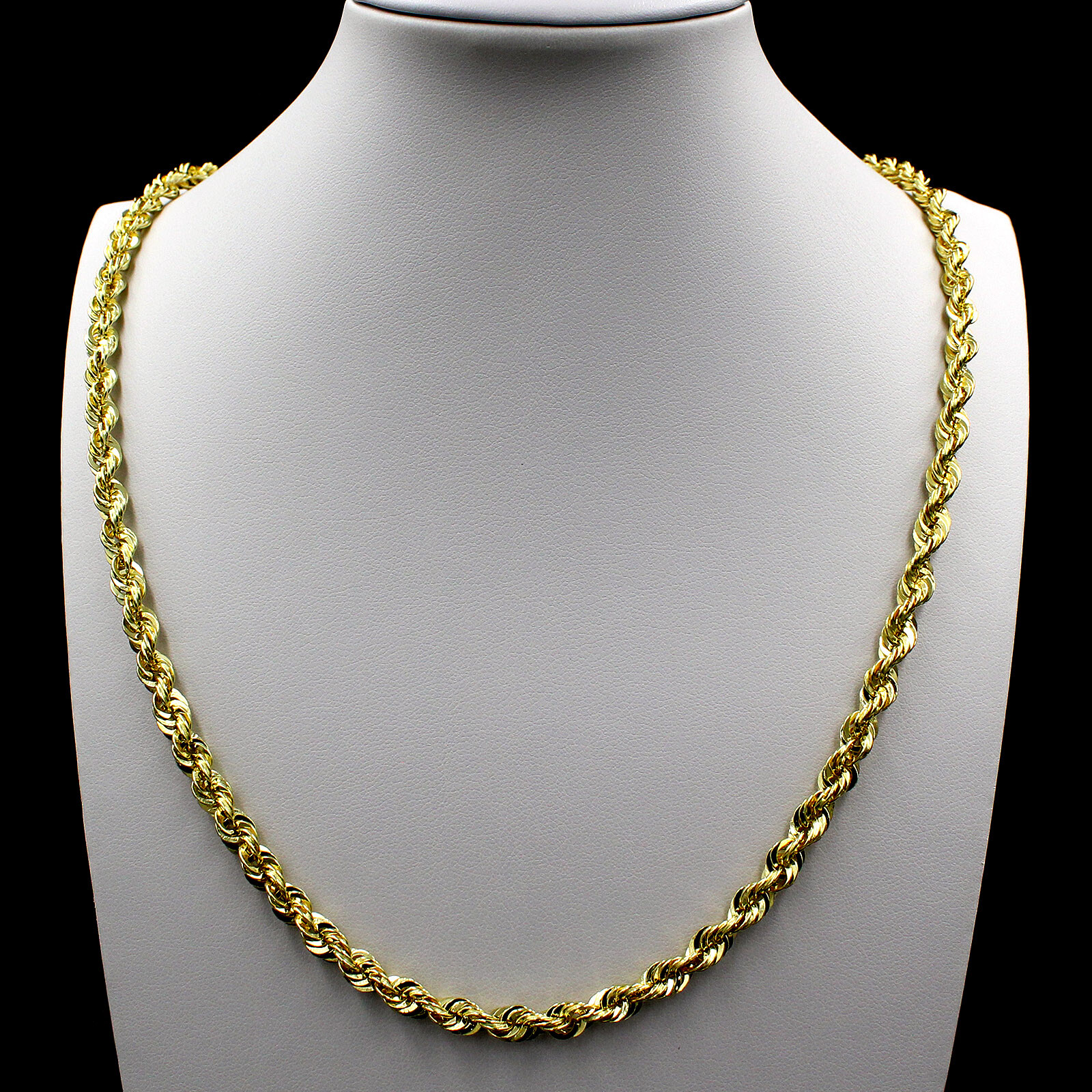 10K Yellow Gold 2mm-6mm Diamond Cut Rope Chain Necklace or Bracelet 16″ – 30″