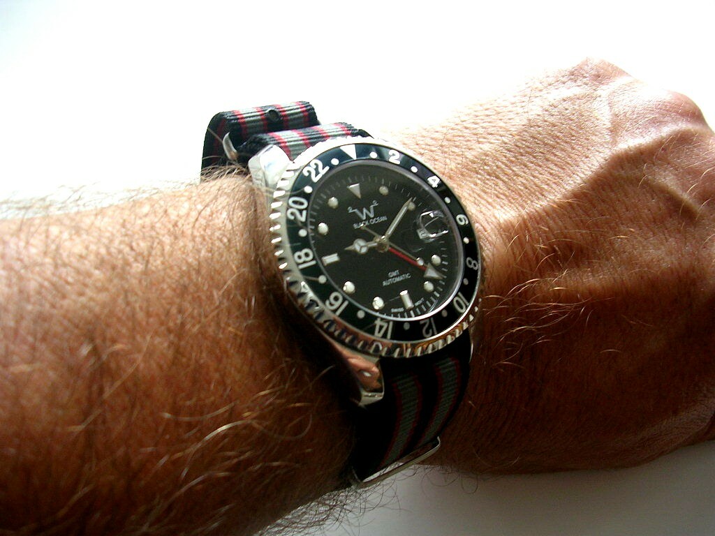 20mm Black Grey NATO G10 weekend Nylon watchband strap 2pak RAF Bonded IW SUISSE