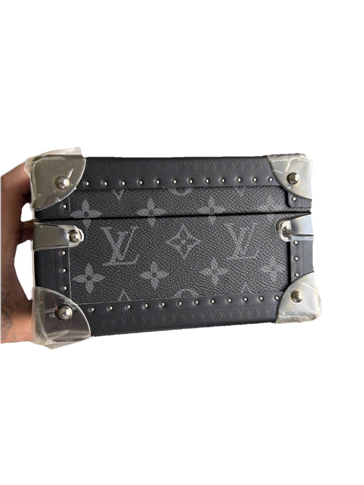 Louis Vuitton Black Monogram Leather Lockable Velvet Lined Jewelry Box 8pc NEW