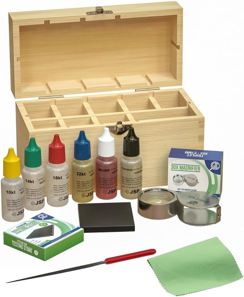 10k 14k 18k 22K 24K Gold Silver Jewelry Test Kit Acid Box Precious Metals Stone