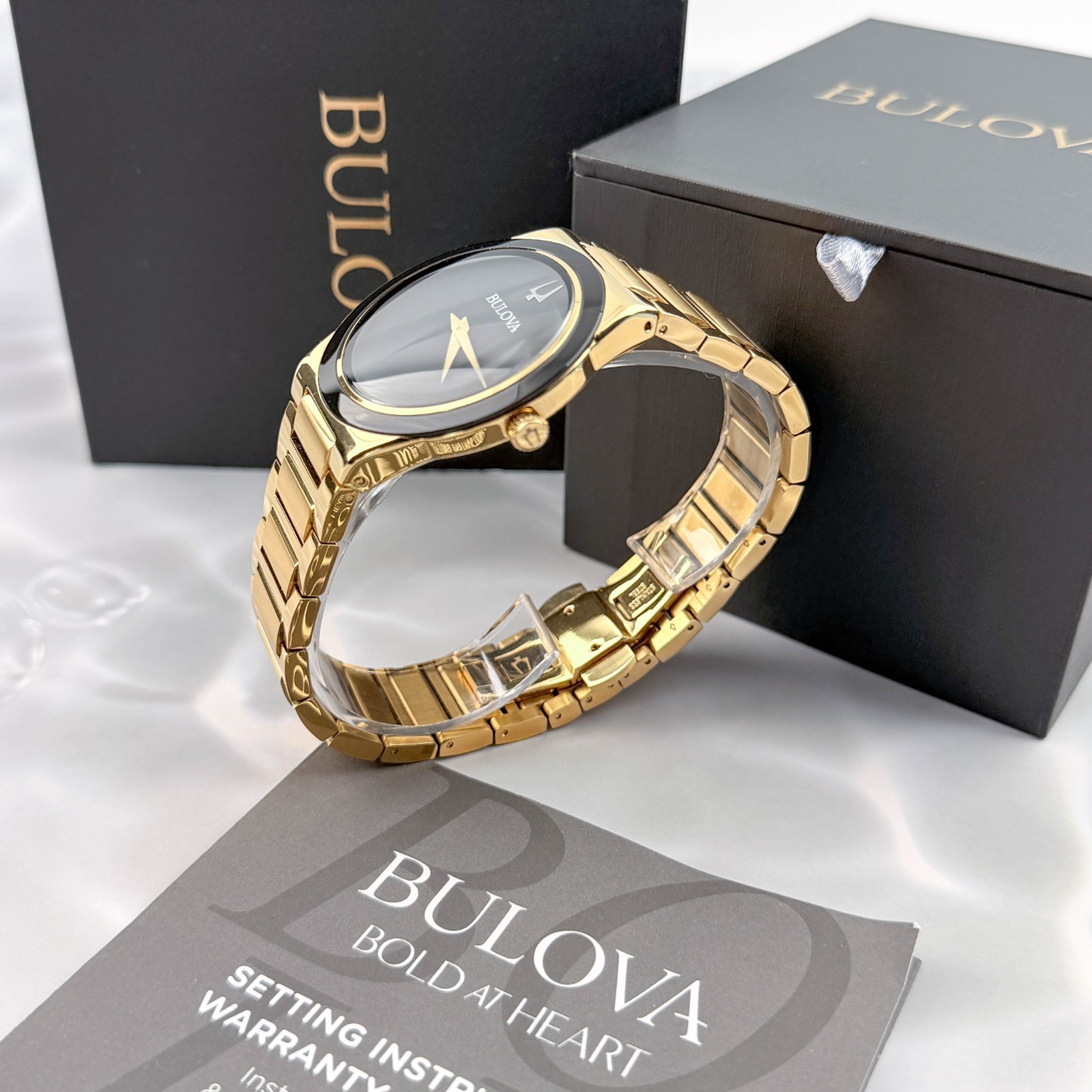 Bulova 97A183 Men’s Modern Millennia Gold-Tone Black Dial Bracelet Watch 41mm