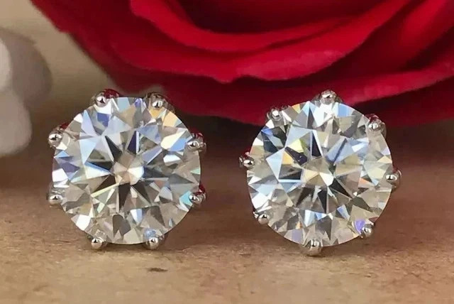 4 Ct Round Cut Lab Created Solitaire Diamond Stud Earrings 14k White Gold Plated