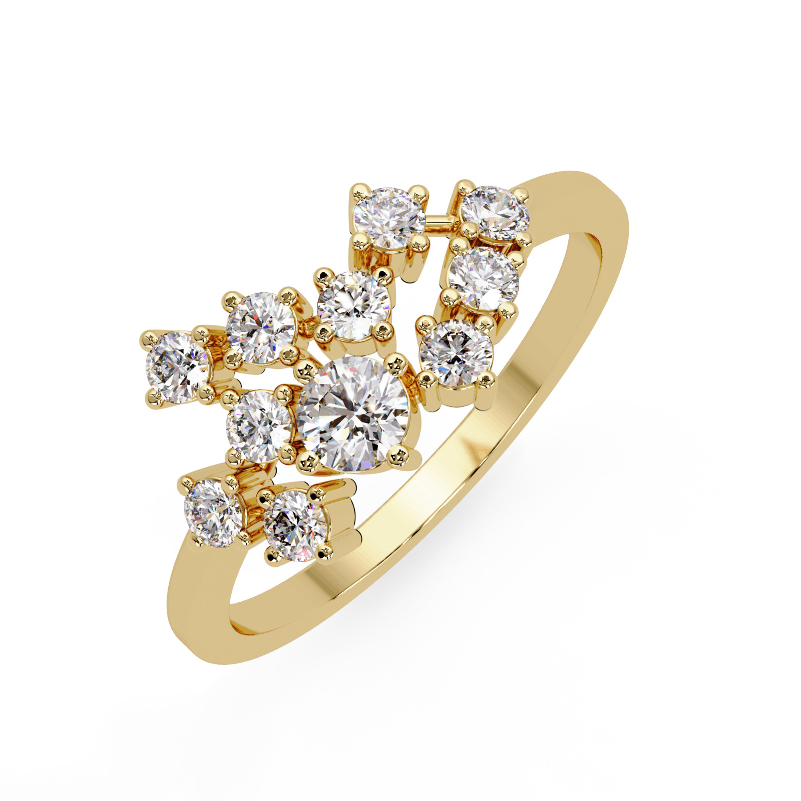 Round Lab Grown Diamond Floral Wedding Cluster Ring 925 Silver DEF VVS 0.85 CTW