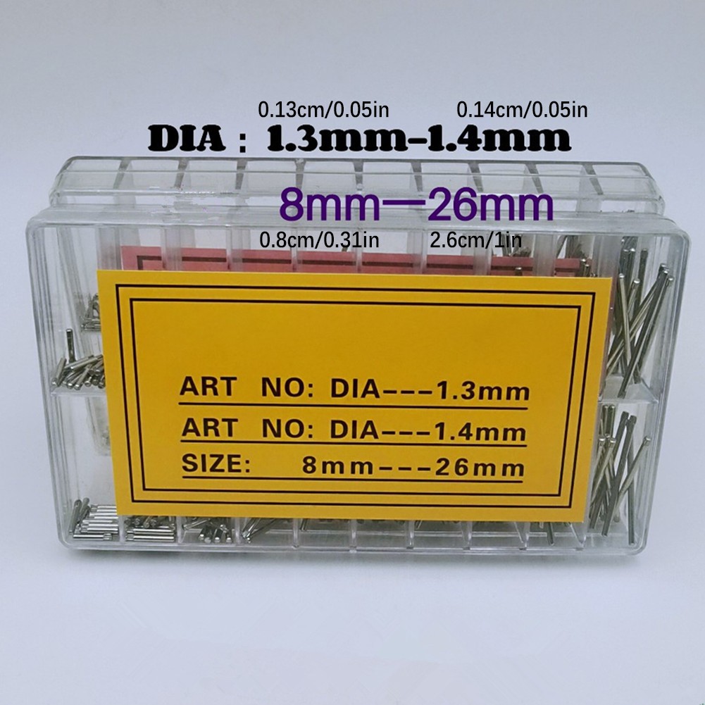 300Pcs 1.3&1.4mm Diameter Single End Watch Spring Bar Link Pin Assortment 8~26mm