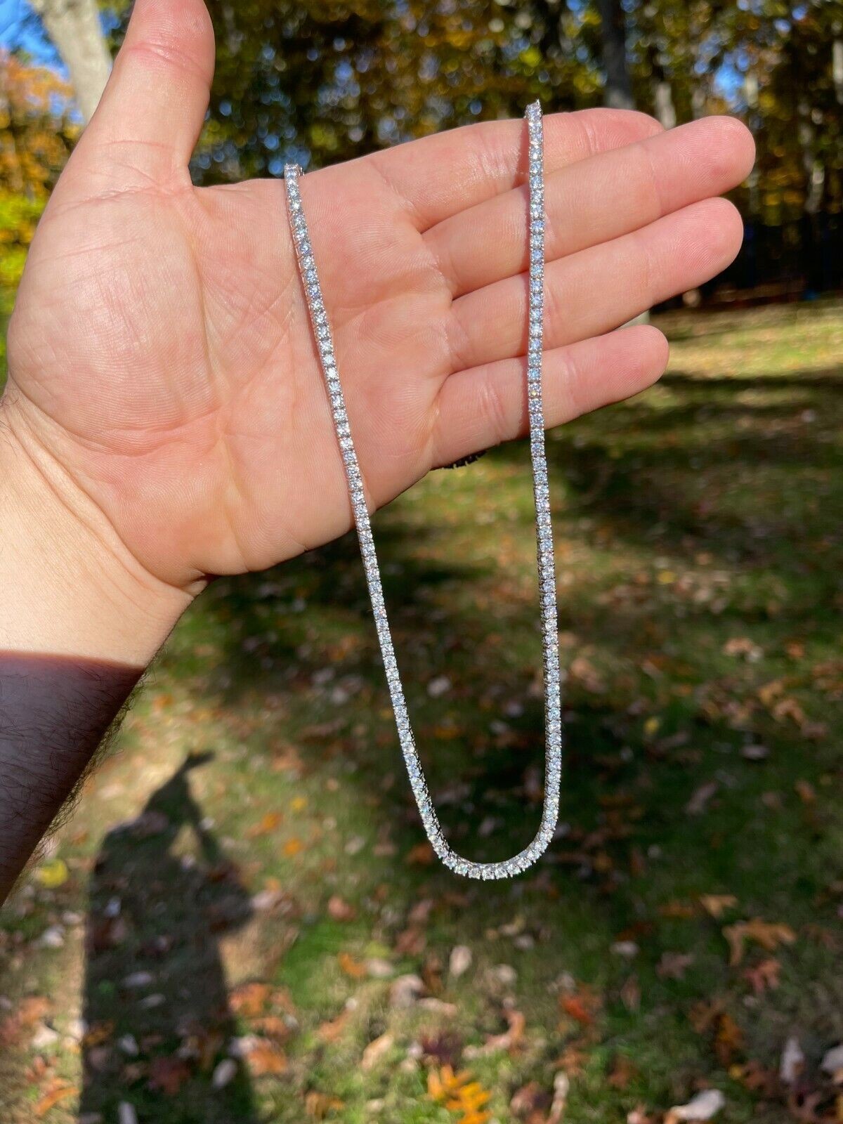 3MM REAL MOISSANITE Silver Tennis Chain Necklace – VVS D Color – Passes Tester