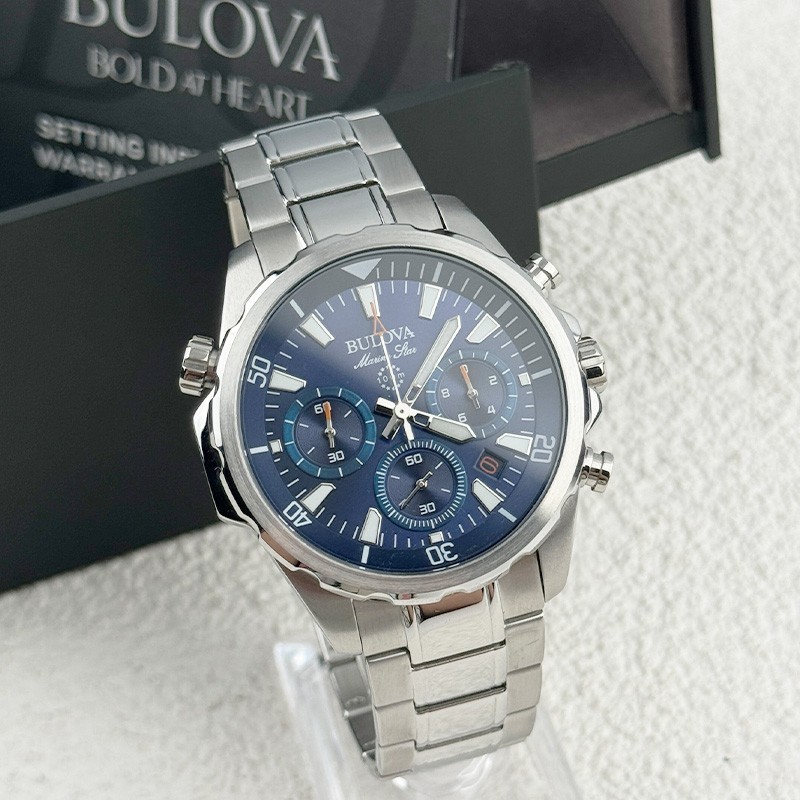 Bulova Marine Star 96B256 Blue Dial Men’s Chronograph Quartz Watch 43mm