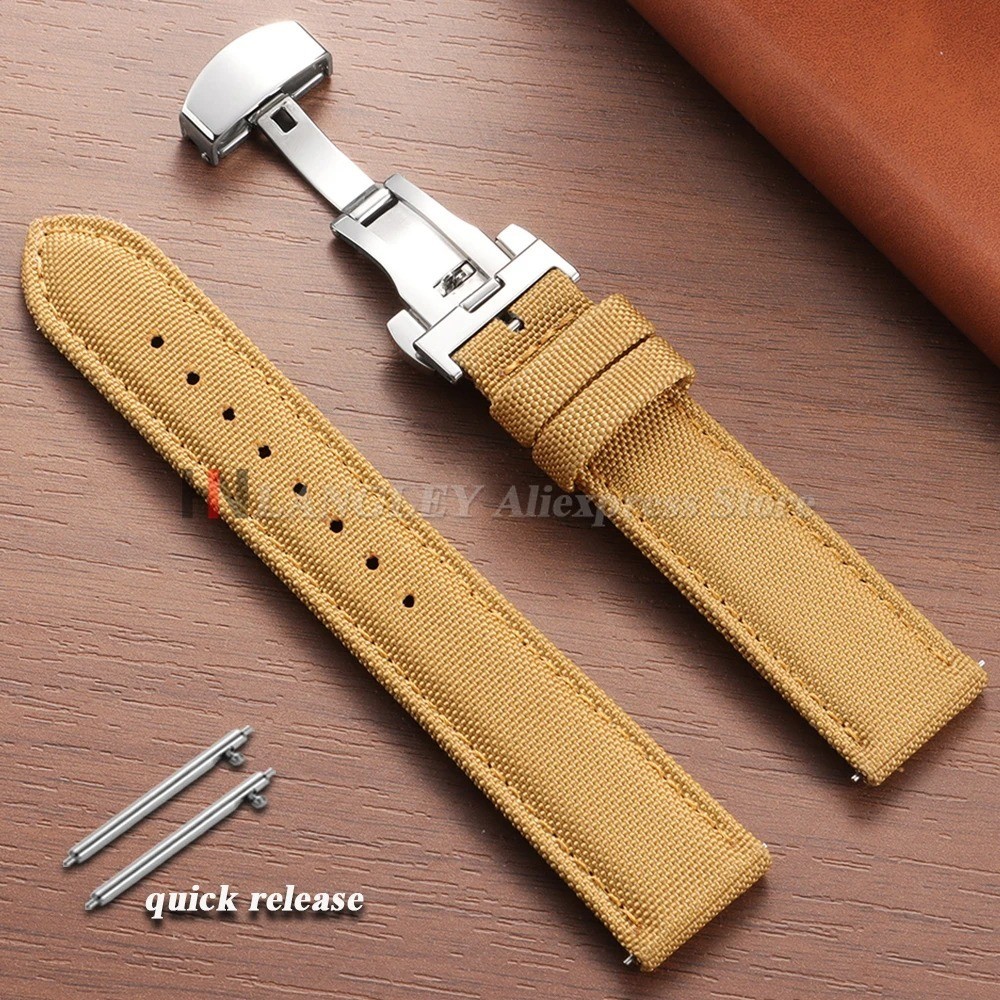 Quick Release Sailcloth Nylon Watch Strap 20mm 22mm Butterfly Buckle Waterproof
