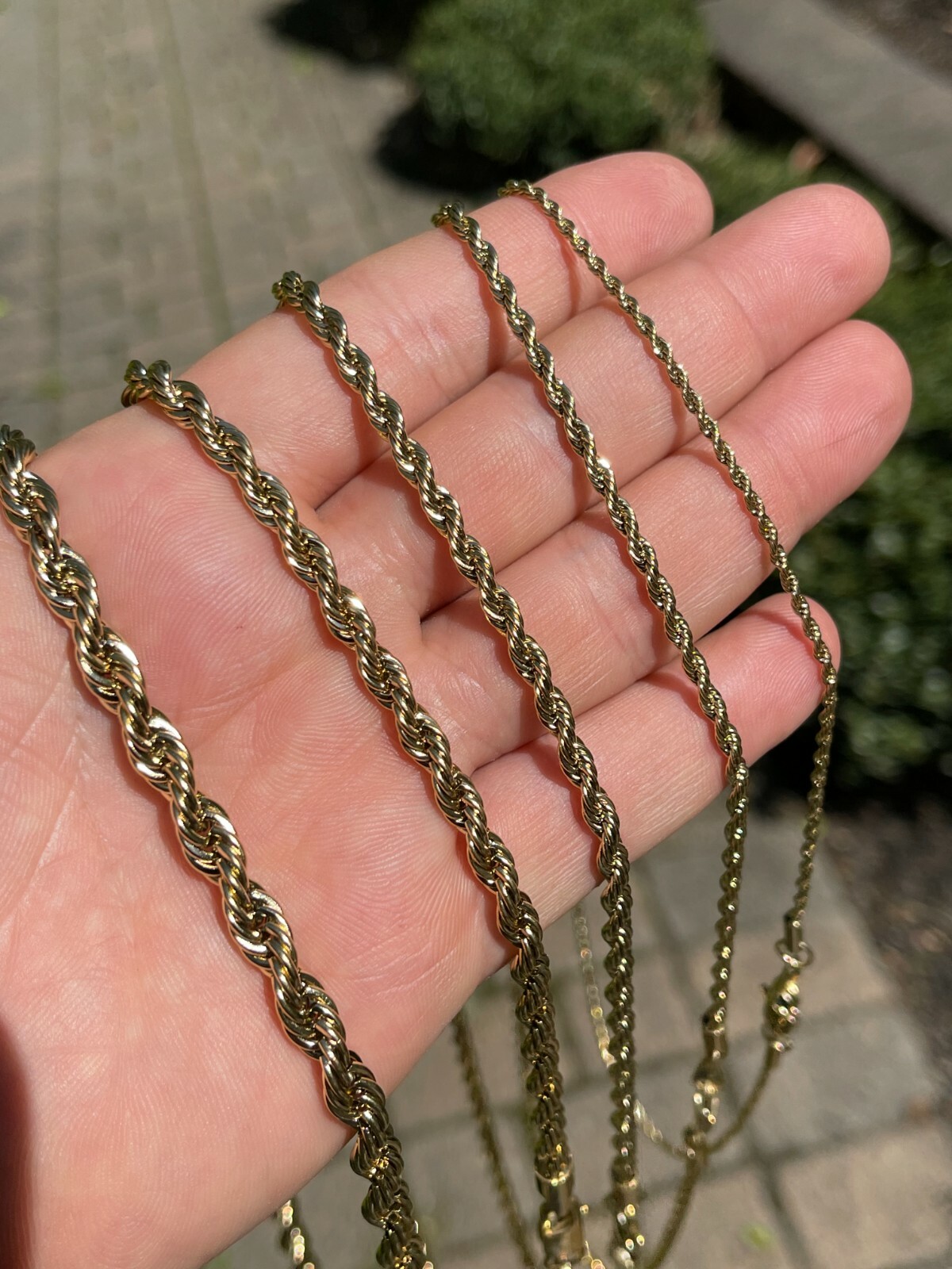 Men’s Real Rope Chain Necklace 14k Gold Plated Stainless Steel – 2mm-6mm 18-30″