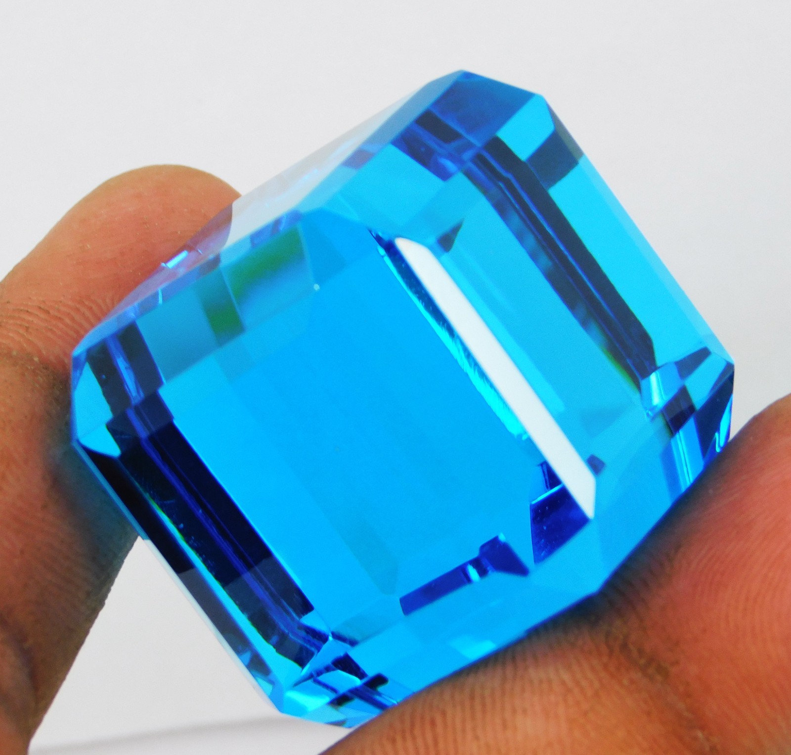 HUGE Natural 300.10 Ct Cube Cut Sky Blue Topaz Certified Loose Gemstone