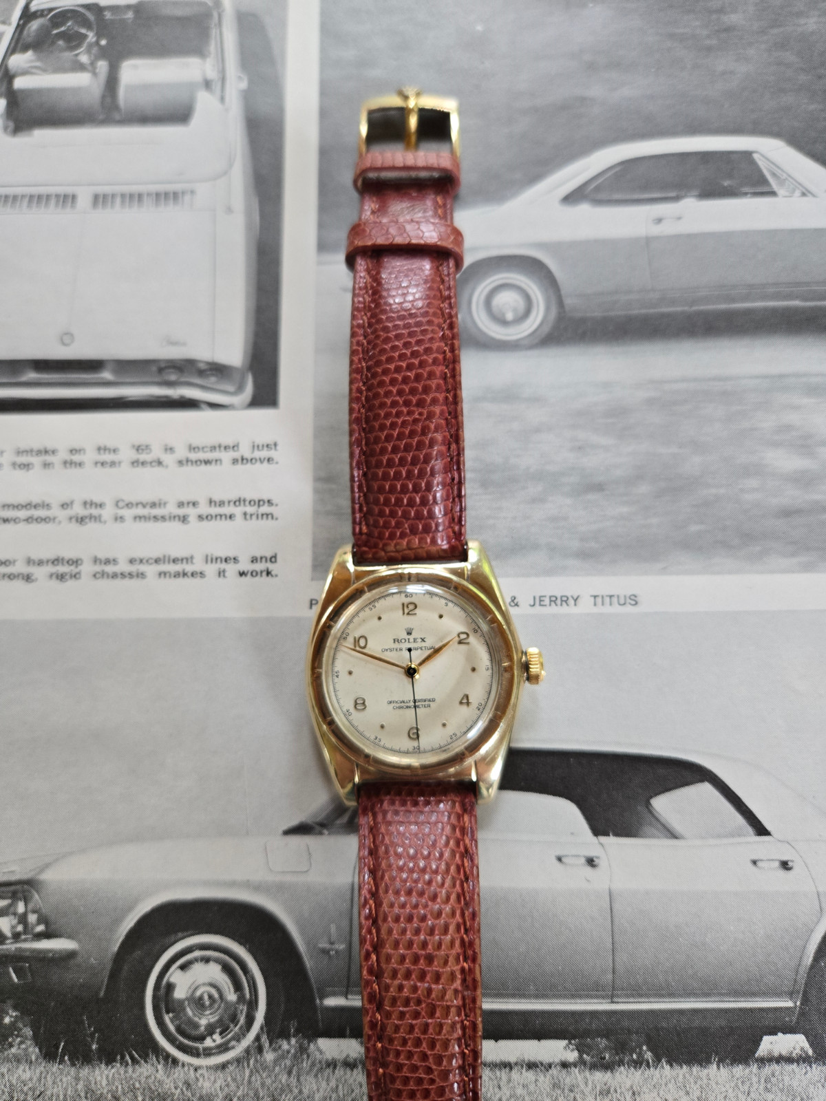 Rare Solid 10K Rolex 5015 Oyster Perpetual Bubbleback from 1948, Serviced