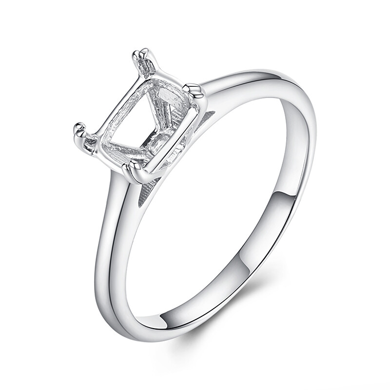 Cushion 7x5mm to 7.5×5.5mm Semi Mount Classic Wedding Ladys Ring Sterling Silver
