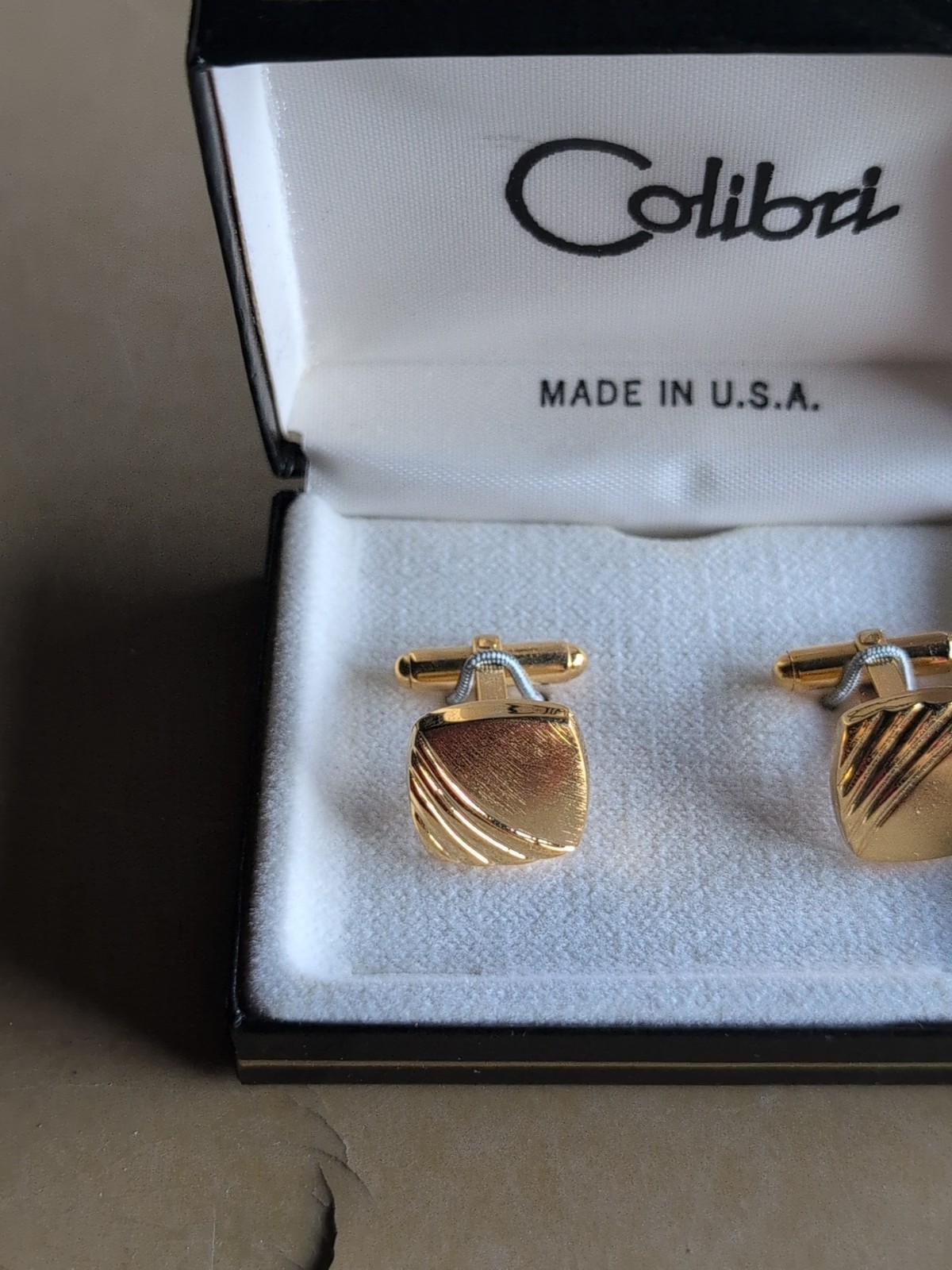 Cufflinks Colibri Black & Goldtone Gold Tone Made In USA NIB FAST FREE SHIPPING