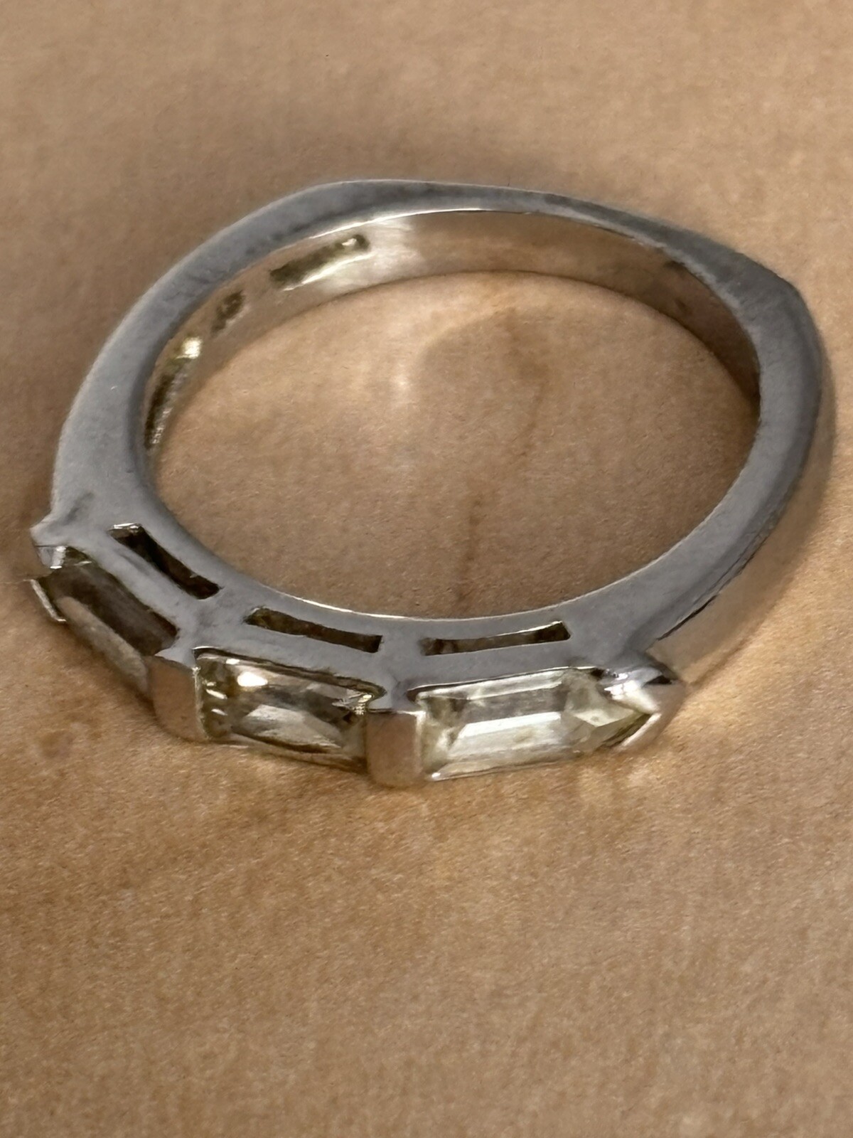 Wedding Band In Silver Tone/ Size 6/ Clear Rhinestones- None Missing