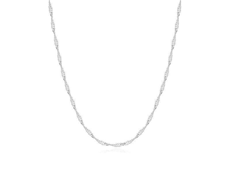 1MM 925 Sterling Silver Italian Diamond Cut Singapore Chain Necklace 16″-30″