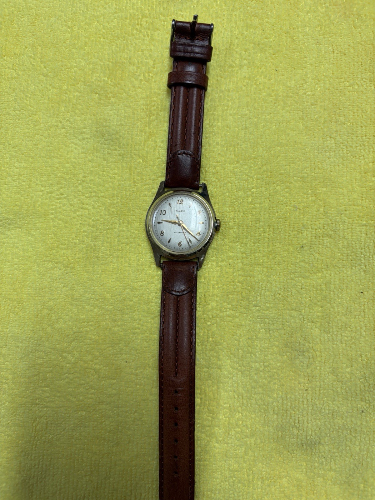 Timex Marlin Manual Wind 17J White Dial Arabic Waterproof 32-35.9mm Brown