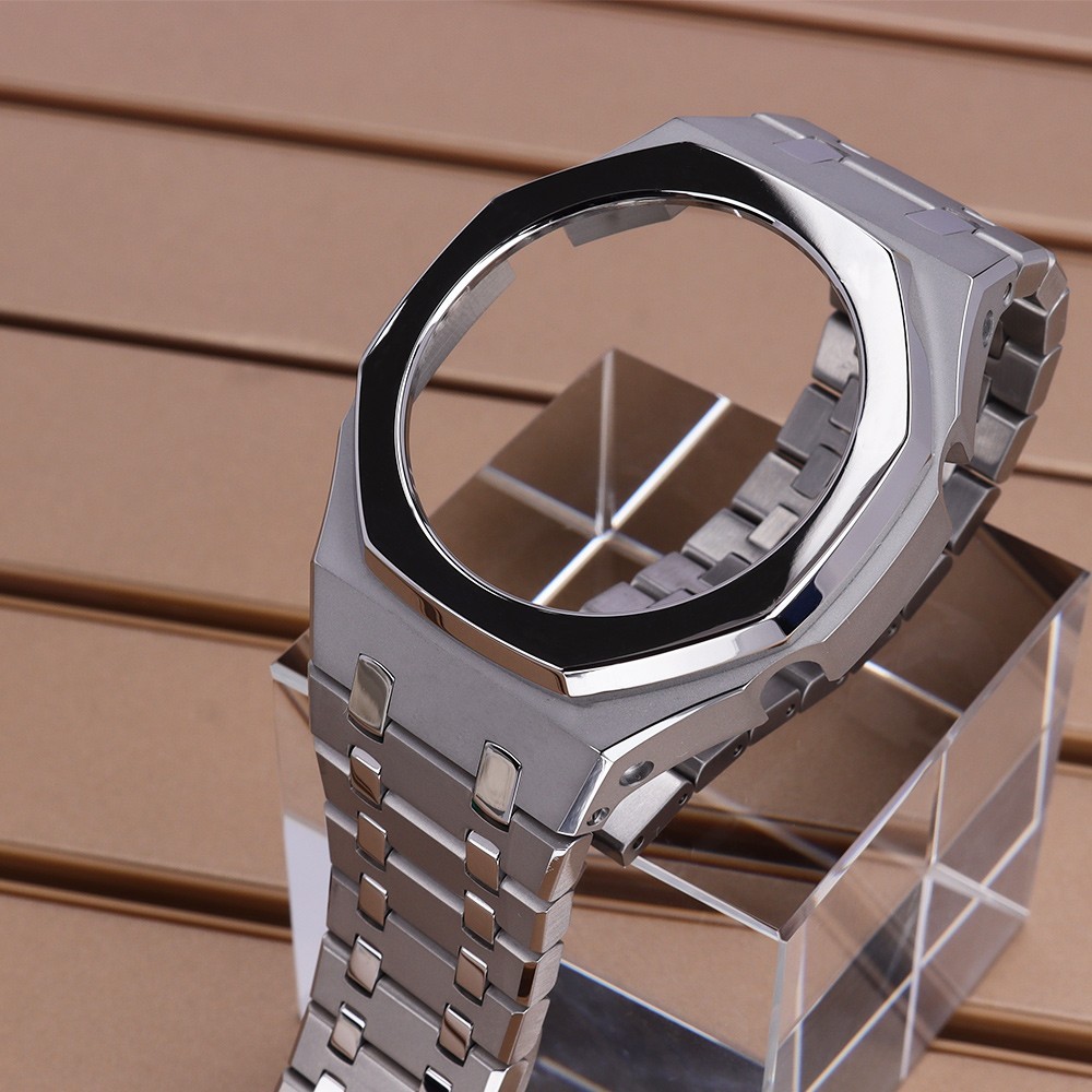 44.3mm Watch Case Strap Polished 316L Stainless Steel Modify casio GA-2100 Mod