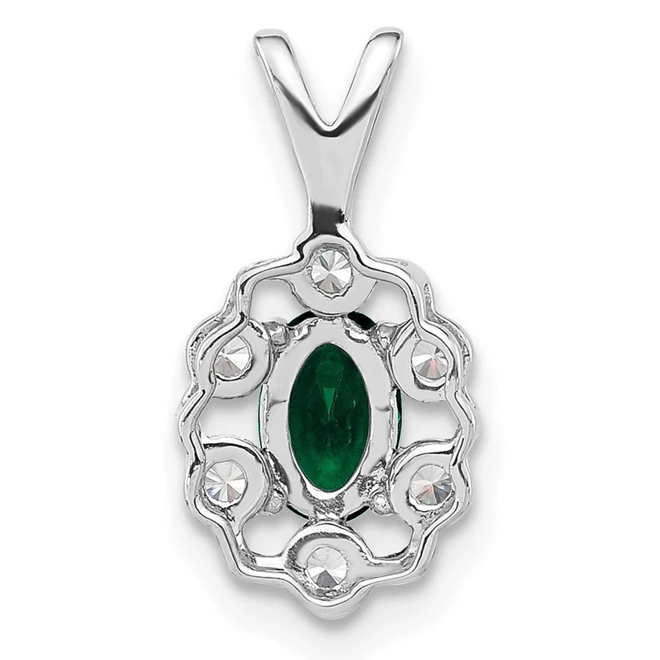 3.16 Ct Oval Cut Emerald Pendant Wedding Pendant 14k White Gold