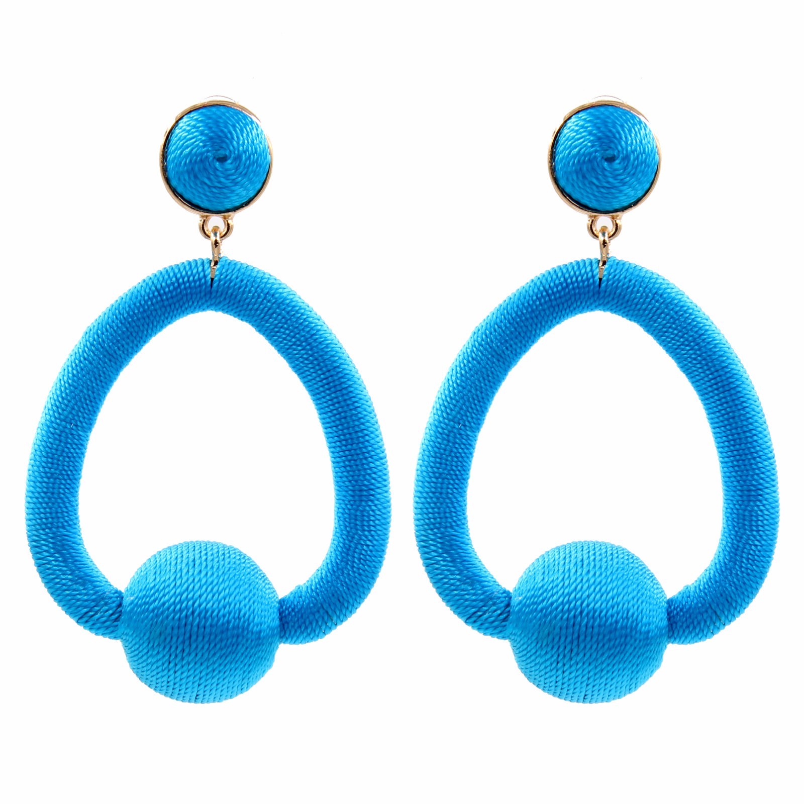 Kv8zt Women’s Big Style Polyester Thread Handcrafted MARIELA HOOP Drop EARRINGS