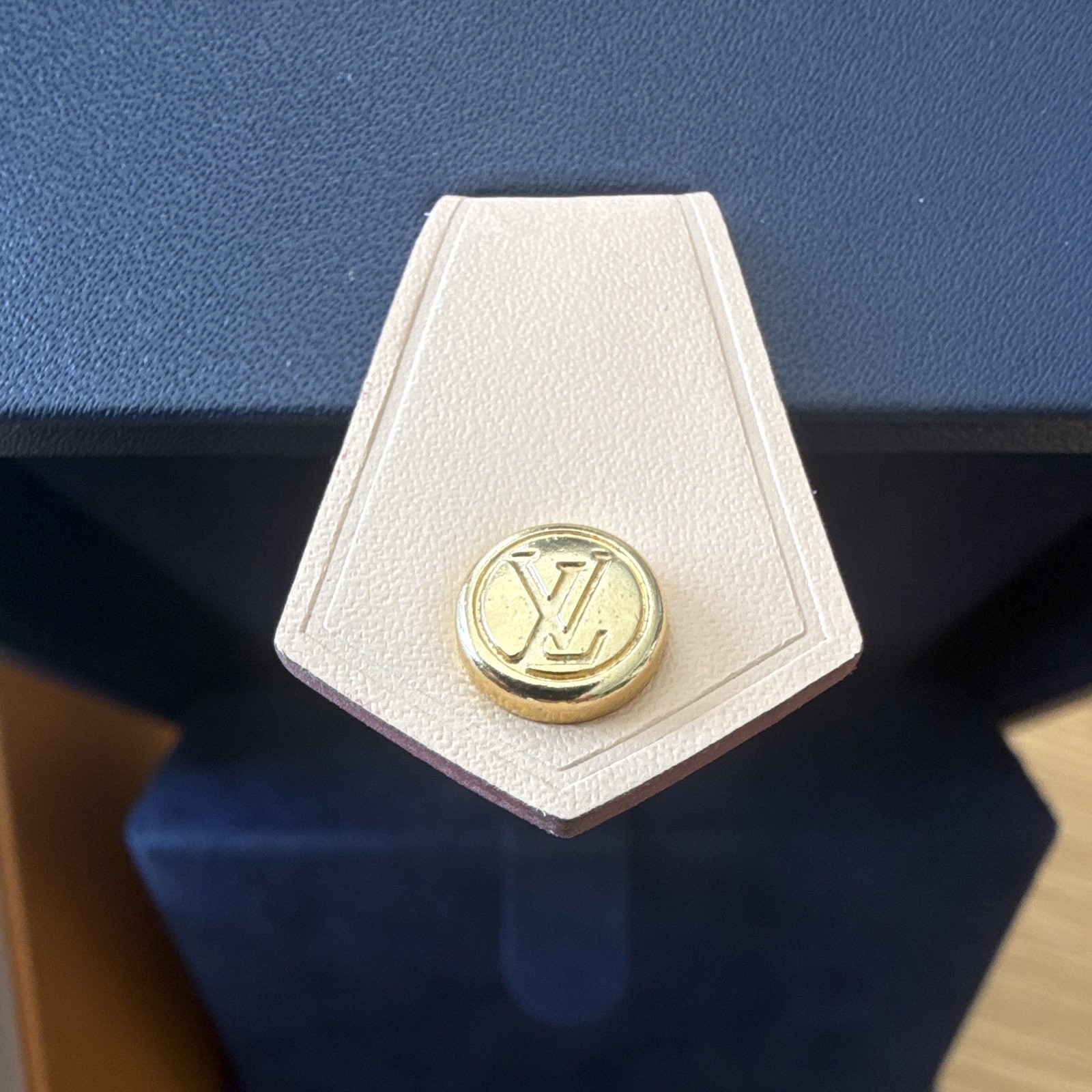 Louis Vuitton Navy Blue Jewelry Box w/ Protective Pouch & Orange Outer LV Box