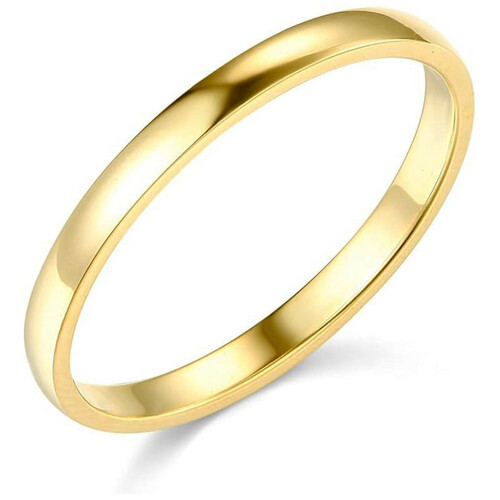 14K Solid Yellow Gold 2mm Plain Men’s and Women’s Engagement Wedding Band Ring