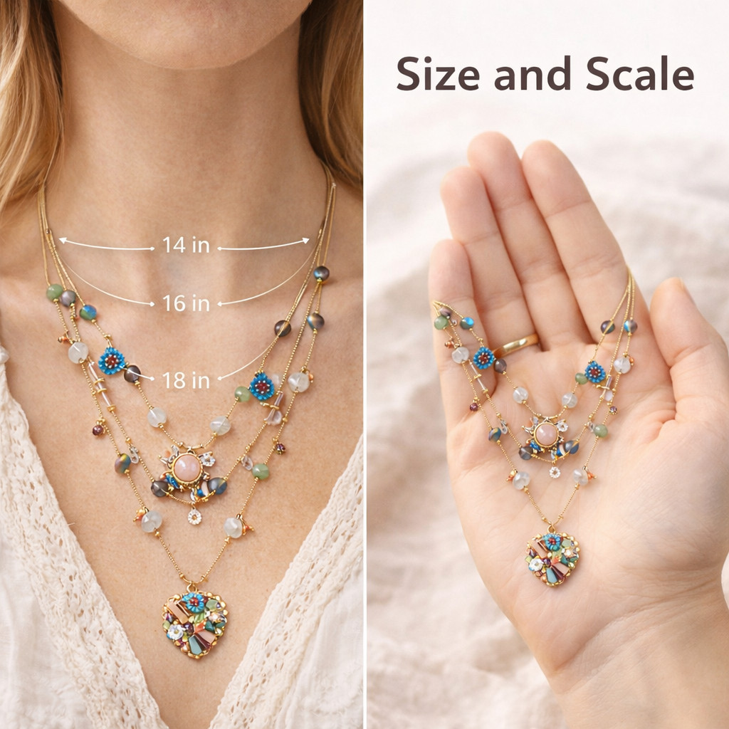 Layered Boho Necklace Women Multicolor Charm Pendant Statement Fashion Jewelry