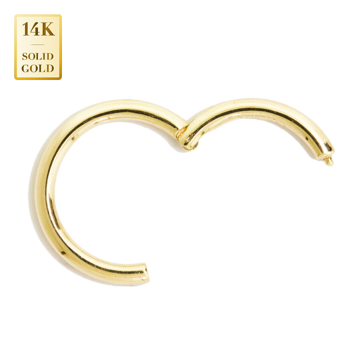 18G Gauge 14K REAL Solid Gold Hinged Segment Septum Ear Hoop Nose Ring Earrings